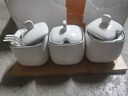 迈卡伦北欧简约陶瓷家用调料盒调味罐盐罐调料瓶用品油泼辣子罐 3个黑线白罐-配木板 勺+标签 实拍图