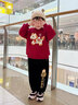 史努比儿童套装秋冬男童过年服装2026马年红色新年服女童保暖拜年服童装 【拜年服套装】酒红 努比刺绣马_5+黑 努比圆福马X_K5 110 实拍图