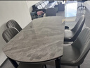 丰舍 餐桌 可变圆桌伸缩折叠实木岩板餐桌椅组合现代轻奢餐桌餐厅饭桌 黑灰色-意大利灰岩板-101皮椅 【1.35米】 一桌6椅 实拍图