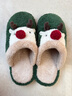 细细条（XIXITIAO）一家三口毛毛鞋男女冬季创意可爱圣诞麋鹿亲子包头棉拖鞋 深绿色【软萌麋鹿】 42-43【适合40-41的脚】 实拍图