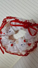 花园派对甜美布艺蕾丝花边大肠发圈头绳蝴蝶结发饰扎丸子头发圈 红白小肠圈一个 实拍图