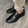 红蜻蜓男鞋秋冬男士爸爸一脚蹬软面皮商务休闲皮鞋男WTA42860 黑色42 实拍图