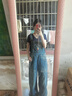 UR2026春季新款女装潮流做旧水洗猫须牛仔背带裤UYV850122 蓝色 26 实拍图