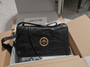 GROTTO个乐黑石包经典大容量植鞣绵羊皮单肩斜挎通勤软包男女款新年礼物 黑石M（金标） 实拍图