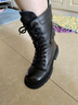 聚贤鸟新款马丁靴女冬季羊毛靴加厚保暖牛皮粗跟中筒防滑英伦中跟棉靴子 黑色 40 (250mm) 实拍图