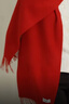 鄂尔多斯1980秋冬山羊绒保暖流苏羊绒水纹围巾180cm*30cm 红-25 均码 实拍图