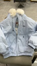 F426【赵露思同款】新国标90绒加厚大毛领工装派克连帽羽绒服 浅蓝色 M 实拍图