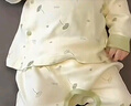 婧麒（JOYNCLEON）新生婴儿衣服纯棉秋款初生男女宝宝春秋睡衣分体打底内衣套装 蒲公英绿色 【高腰款】 73 cm 实拍图