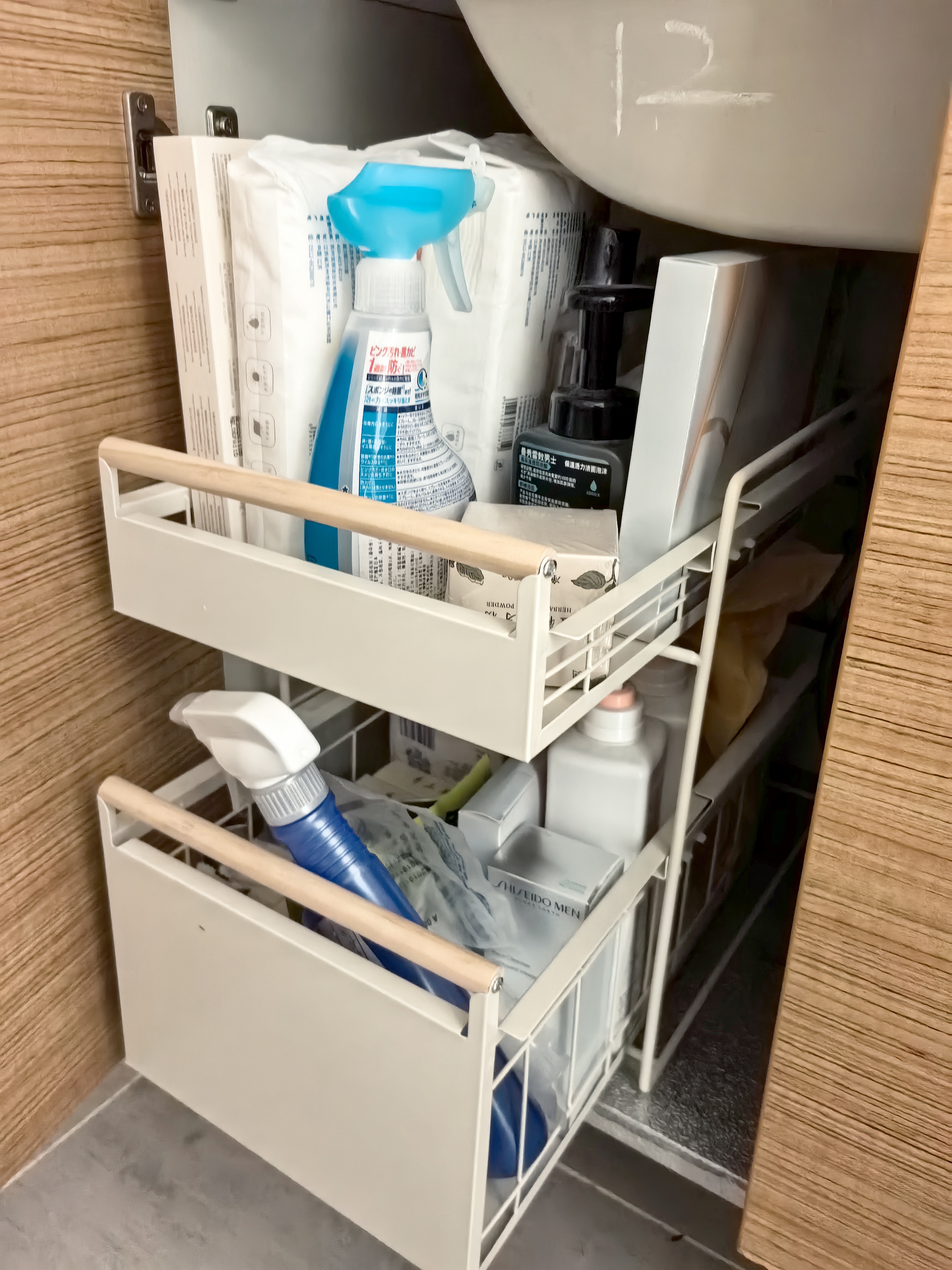 下水槽置物架抽拉式厨房多功能收纳橱柜内下水槽架子抽屉拉篮家用 白色 大号双层 实拍图