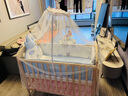 优乐博（ULOP）婴儿床实木无漆可移动拼接宝宝床多功能带尿布台新生儿bb摇摇床 婴儿床[送皇冠5件套+蚊帐+棕垫] 实拍图