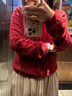 优衣库女装纽花圆领针织开衫/毛衣外套空调衫通勤秋冬新款481477 16 红色 L 实拍图