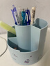 得力（deli）多功能分格旋转笔筒 大容量桌面收纳盒 手机支架 办公用品 可旋转蓝色PK414 实拍图