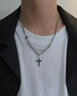戚小米小众十字架项链男潮嘻哈双层叠戴男生吊坠痞帅美式锁骨链毛衣链子 项链 实拍图