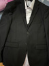 罗蒙西服套装男士商务修身西装男职业正装小西服新郎伴郎结婚礼服外套 黑色双扣【西服+西裤+马甲+衬衫 L /170【100-115斤】+7件礼品 实拍图