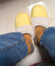 朴西冬季防水可拆卸棉拖鞋女士保暖室内厚底防滑可外穿 香蕉黄 38-39 实拍图