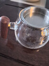 雅集玻璃公道杯带不锈钢过滤茶漏网套装木把荷花金银烧分茶器360ml 实拍图