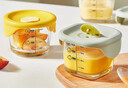 乐扣乐扣婴儿辅食盒玻璃保鲜盒小宝宝冷冻储存罐可蒸煮辅食杯姜黄圆形 实拍图