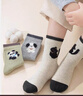 猫人女士袜子女【100%纯棉10A抑菌】秋冬小熊刺绣中筒袜女25年新品5双 实拍图