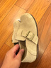 意尔康女鞋一脚蹬圆头包头平底勃肯鞋春秋女单鞋 26790W 卡其 35 实拍图