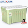SPACEXPERT 衣物收纳箱特大号塑料整理箱车载储物箱80L绿色 1个装 带轮 实拍图