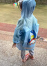 牧萌儿童雨衣带书包位男童女童加长学生雨披 蓝色太空人按扣款 5XL 实拍图