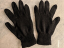纯色针织手套男女士秋冬季保暖加绒弹力毛线分指学生骑行防寒手套 黑色 1双 实拍图