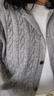 优衣库女装纽花圆领针织开衫/毛衣外套空调衫通勤秋冬新款481477 03 灰色 L 实拍图