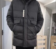 雪中飞秋冬新款时尚休闲舒适廓形男士“H”版型印花立领连帽羽绒服男 黑色|8056 2XL /185/104A 实拍图