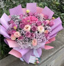 冉子花坊鲜花速递粉玫瑰百合向日葵混搭花束生日礼物全国同城配送真鲜花 韩式紫玫瑰绣球混搭花束 实拍图