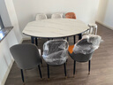 上林春天 亮光岩板餐桌椅组合 现代轻奢可伸缩吃饭折叠方桌中小户型洽谈桌 抗菌雪山白丨轻奢皮椅丨黑色框架 1.4米 餐桌+6椅【店长推荐】 实拍图