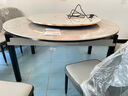 丰舍 餐桌 可变圆桌伸缩折叠实木岩板餐桌椅组合现代轻奢餐桌餐厅饭桌 黑灰色-意大利灰岩板-101皮椅 【1.5米】 一桌10椅 实拍图