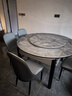 丰舍 餐桌 可变圆桌伸缩折叠实木岩板餐桌椅组合现代轻奢餐桌餐厅饭桌 黑灰色-意大利灰岩板-101皮椅 【1.35米】 一桌4椅 实拍图