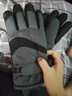目丸保暖手套男女户外冬天骑行防寒风加绒厚触屏女防水冬季棉滑雪手套 9#深灰色 深度暖手套-男款 实拍图