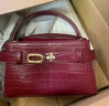 CHARLES&KEITH鳄鱼纹凯莉包手提斜挎婚包包女包生日礼物新年礼物CK2-50270880-1 Burgundy葡萄酒红色 S 实拍图