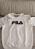 FILA FUSION斐乐潮牌情侣款男女套头卫衣春季宽松针织上衣加绒保暖 浮云灰花灰-MG 2XL 实拍图
