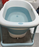 世纪宝贝（babyhood）儿童泡澡桶 婴儿洗澡盆游泳桶加大号折叠浴桶0-15岁赠浴凳 319蓝 实拍图