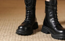 达芙妮厚底马丁靴女秋冬短靴女百搭单靴英伦风中筒靴子女 黑色 38 实拍图