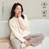 安之伴睡衣女秋冬保暖抗静电半边绒休闲女士家居服可外穿 米白 女 XL 实拍图
