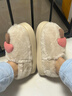 利达妮（TZLDN）棉拖鞋女士秋冬季室内家居包跟保暖可爱外穿防滑月子鞋厚底拖鞋男 卡其 36-37 【适合35-36码】 实拍图