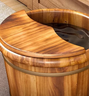 香柏木碳化足浴桶实木洗脚盆保温加厚木质泡脚桶家用养生按摩木盆 26cm 碳化双耳+盖+艾草 实拍图