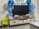 宫薰生日装饰场景男孩气球男童投屏电视派对周岁快乐背景墙布置宝蓝色 实拍图