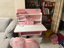 忆瞳儿童学习书桌椅套装 可升降带阅读书架多功能课桌椅家用写字桌 珍藏粉-环保抗醛【三层大书架】 实拍图