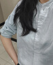 MUJI女式法兰绒立领长袖罩衫女士格子衬衫衬衣女装冬季 浅灰色格纹 S 实拍图