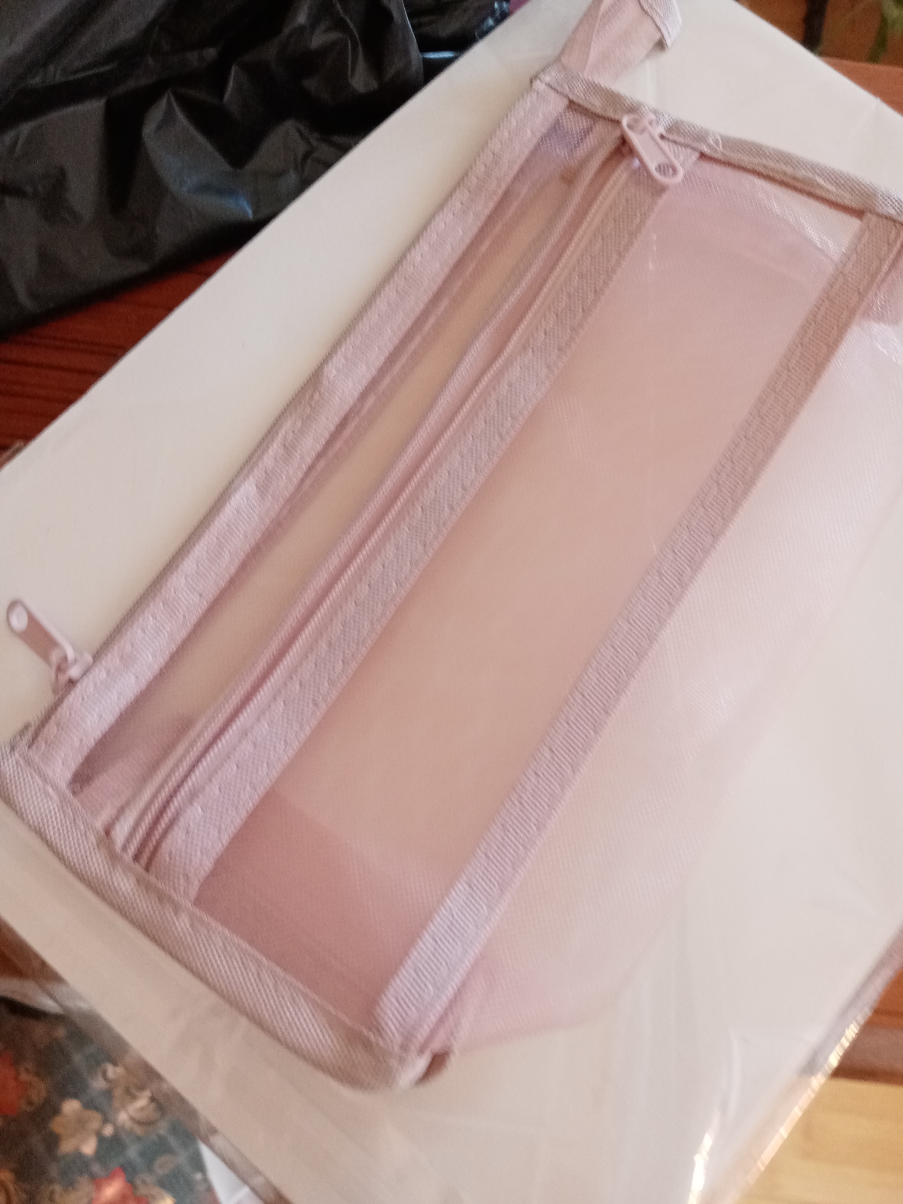 网纱莫兰迪书皮书套ins简约透明双层大容量文具学生考试拉链收纳袋 立体网纱笔袋-1个装【秒杀中】 实拍图