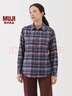 MUJI 女式 法兰绒 衬衫领 长袖衬衫衬衣内搭上衣纯棉冬季女装格子 蓝色格纹 L （165/88A） 实拍图