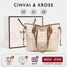 CinvaiKrose官方店上课托特包女包2026新款大容量通勤单肩手提包生日新年礼物 菱格米白Beige【送女友老婆女生礼物走心】 实拍图