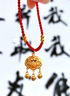 中国黄金（CHINA GOLD）平安锁黄金项链男女足金吊坠长命锁挂坠新年节送生日礼物婴儿宝宝 【今/次日达】平安锁吊坠+4金珠【红绳】约1.9g 实拍图