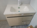 意洁利蜂窝铝落地浴室柜组合加深陶瓷一体盆洗手盆卫生间洗漱台洗脸盆柜 80cm落地普通盆+普通半封镜柜 奶油色(右小门款)-配白猫龙头 实拍图