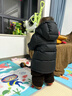 保姆鹅  【风墙】儿童羽绒服宝宝中长款护脸加厚外套保暖童装[NG2664] 炭黑 90 实拍图