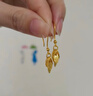 周生生金叶子黄金耳坠 一叶暴富足金耳环一对 40535E计价 3.42克(含工费130元) 实拍图